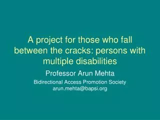 a project for those who fall between the cracks persons with multiple disabilities