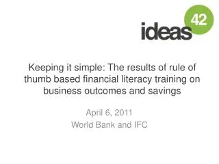 April 6, 2011 World Bank and IFC