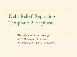 debt relief reporting template pilot phase