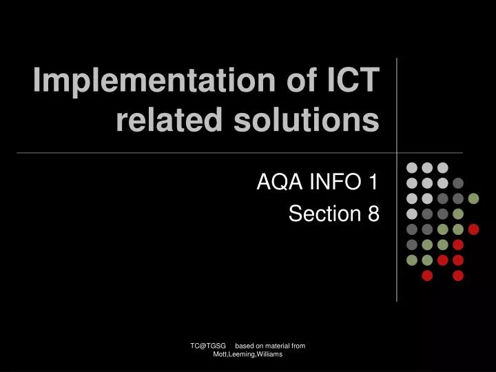 implementation of ict related solutions
