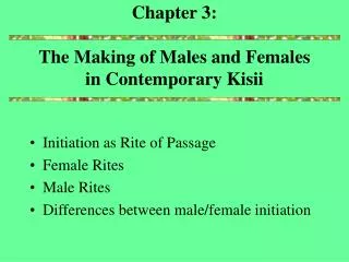 Chapter 3: The Making of Males and Females in Contemporary Kisii