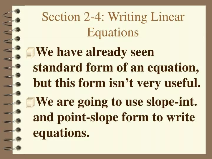section 2 4 writing linear equations