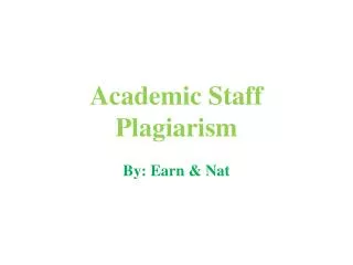 Academic Staff Plagiarism