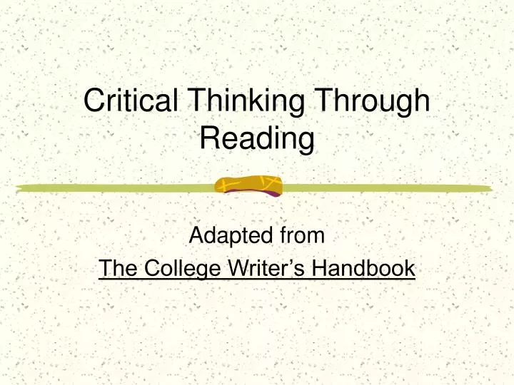 critical thinking through reading