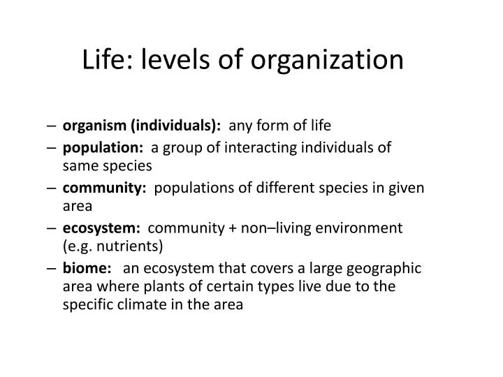 life levels of organization