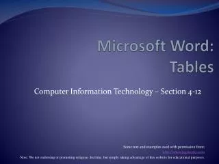 Microsoft Word: Tables