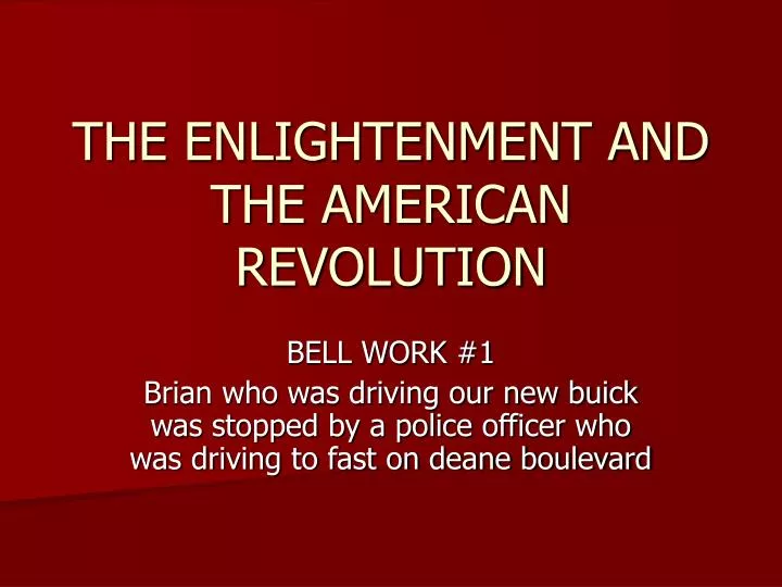 the enlightenment and the american revolution