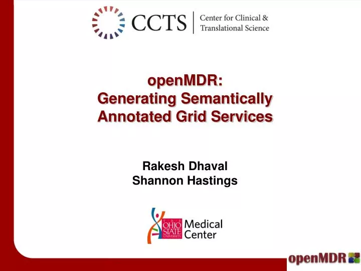 openmdr generating semantically annotated grid services