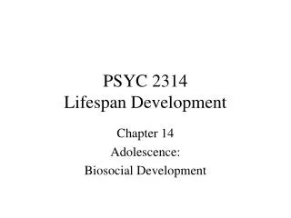 PSYC 2314 Lifespan Development