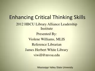 Enhancing Critical Thinking Skills