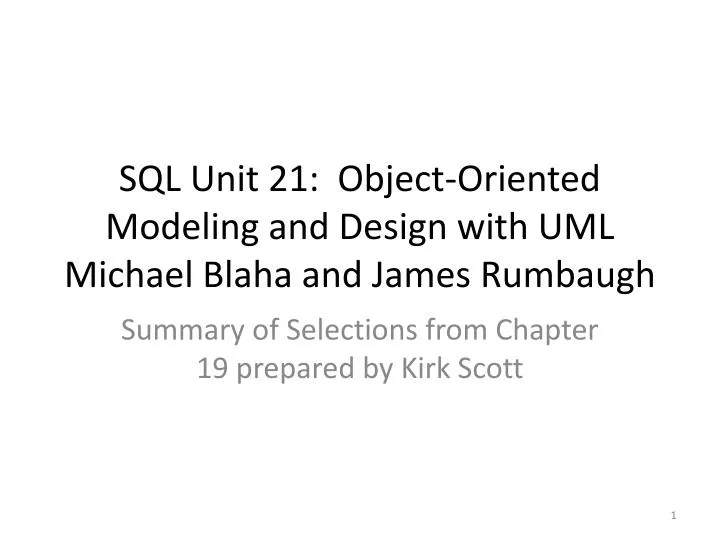 sql unit 21 object oriented modeling and design with uml michael blaha and james rumbaugh