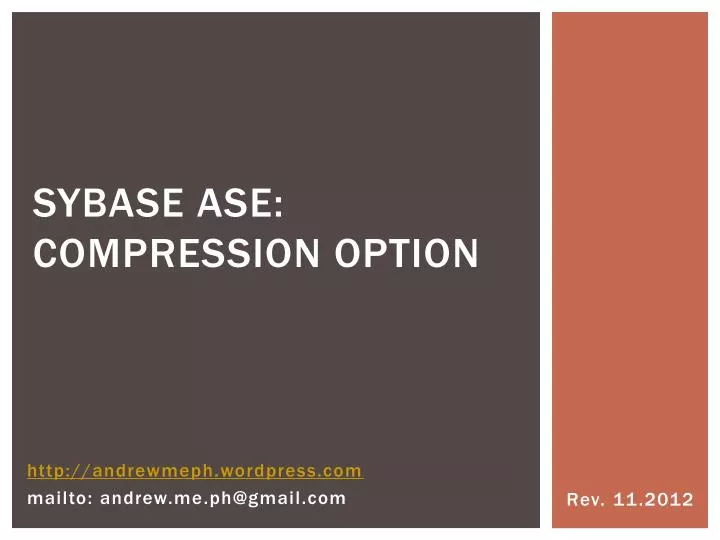 sybase ase compression option