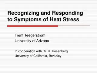 recognizing and responding to symptoms of heat stress