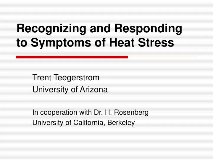 recognizing and responding to symptoms of heat stress