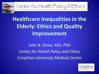 Healthcare Inequalities in the Elderly: Ethics and Quality Improvement