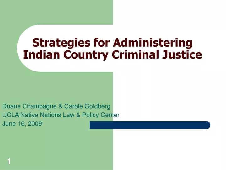 strategies for administering indian country criminal justice