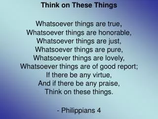 M Think on These Things