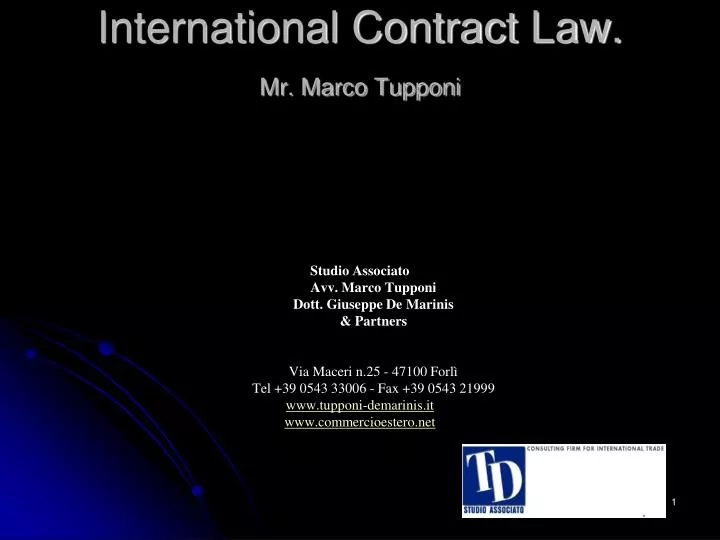 international contract law mr marco tupponi
