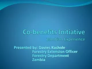 Co-benefits Initiative Zambian Experience