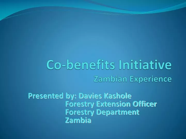 co benefits initiative zambian experience