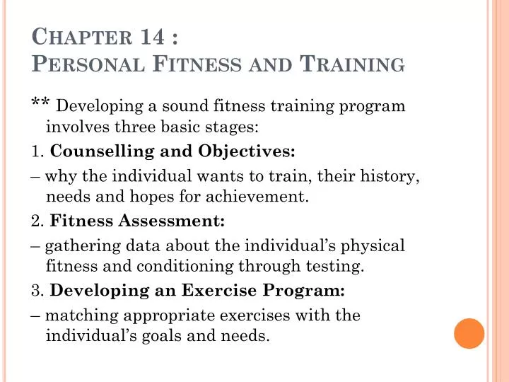 chapter 14 personal fitness and training