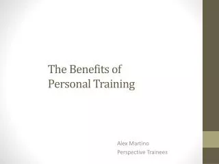 The Benefits of Personal Training