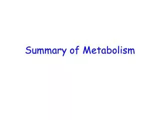 Summary of Metabolism