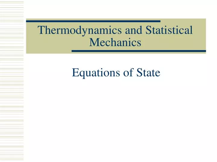 thermodynamics and statistical mechanics