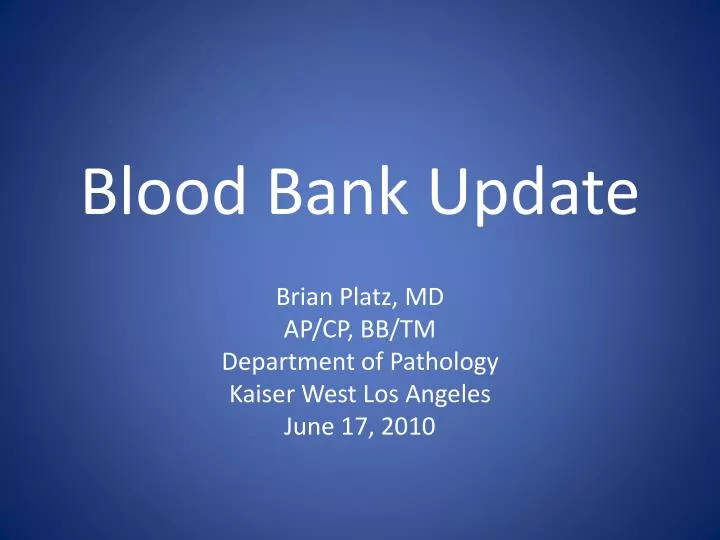 blood bank update