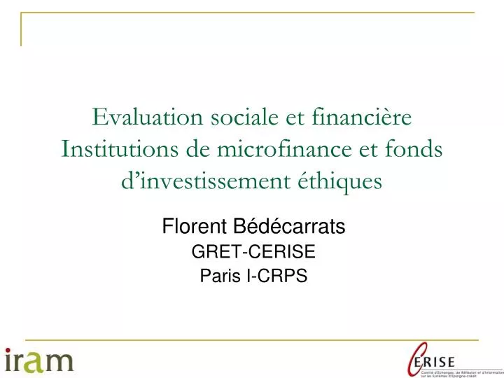 evaluation sociale et financi re institutions de microfinance et fonds d investissement thiques