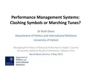 Performance Management Systems: Clashing Symbols or Marching Tunes?