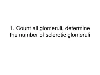 1. Count all glomeruli, determine the number of sclerotic glomeruli