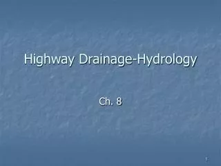 Highway Drainage-Hydrology
