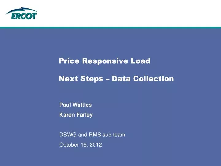 price responsive load next steps data collection