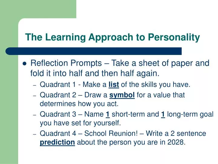 the learning approach to personality