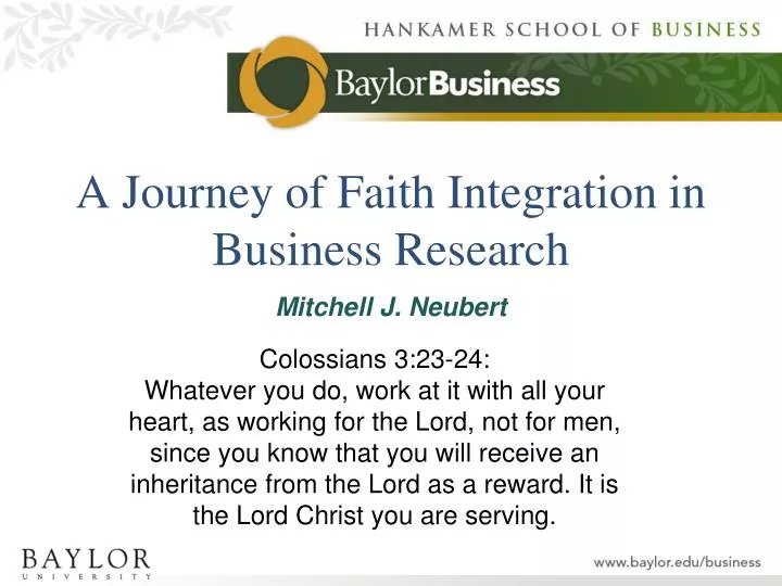 a journey of faith integration in business research