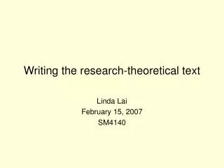 Writing the research-theoretical text