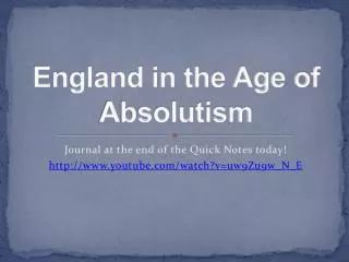 england in the age of absolutism