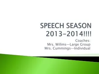 SPEECH SEASON 2013-2014!!!!