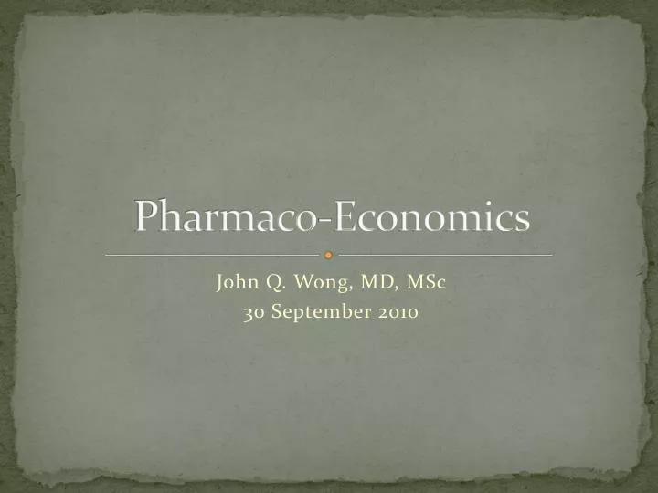 pharmaco economics