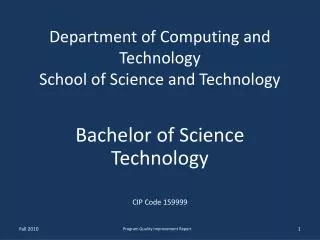 Department of Computing and Technology School of Science and Technology