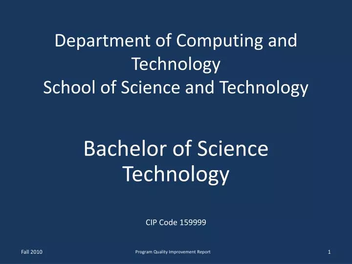 department of computing and technology school of science and technology