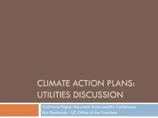 Climate action plans: Utilities discussion