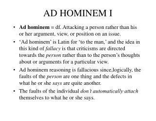 AD HOMINEM I