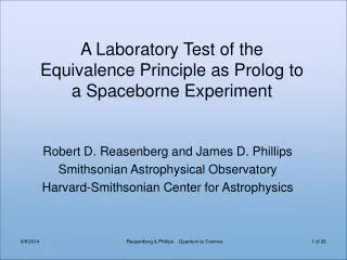 A Laboratory Test of the Equivalence Principle as Prolog to a Spaceborne Experiment