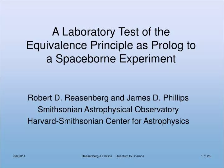a laboratory test of the equivalence principle as prolog to a spaceborne experiment