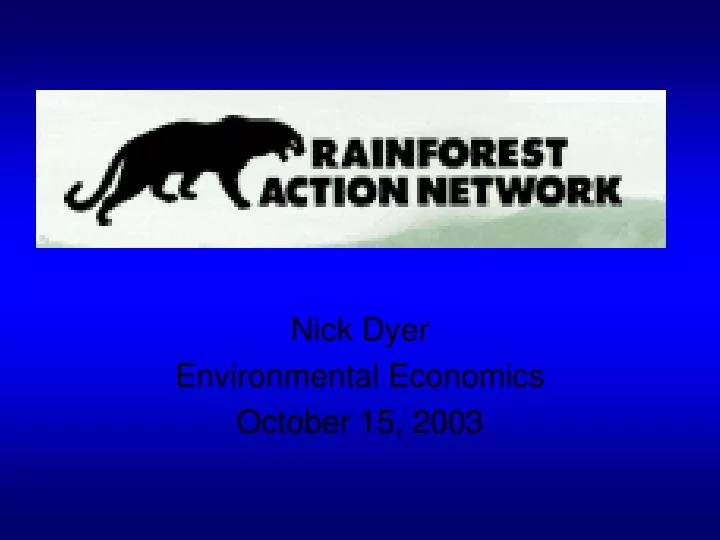 nick dyer environmental economics october 15 2003
