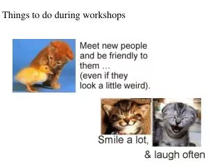 Things to do during workshops