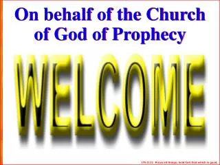 On behalf of the Church of God of Prophecy