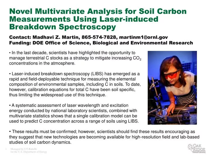 novel multivariate analysis for soil carbon measurements using laser induced breakdown spectroscopy